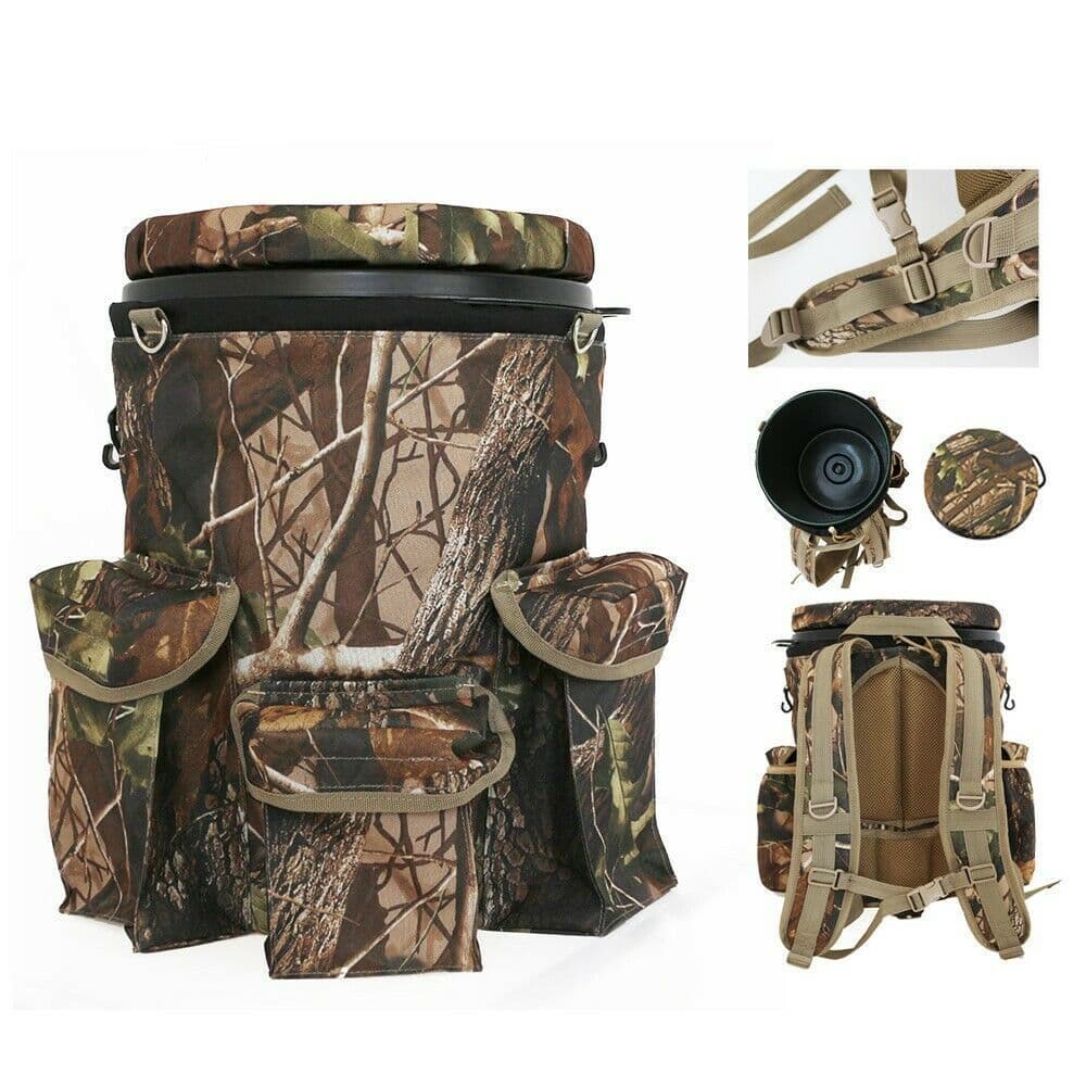 Backpack Camo Spinning Swivel Bucket Seat Hunting Shooting Seat Storage
